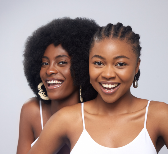 Brown skin women with healthy glowing skin